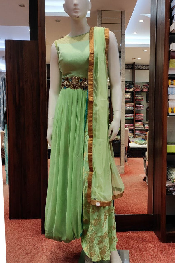 Suit Style Gown In Green Color