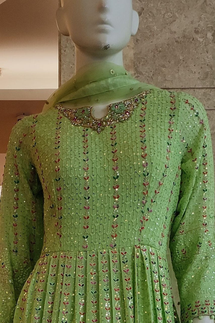 Suit Style Gown In Green 