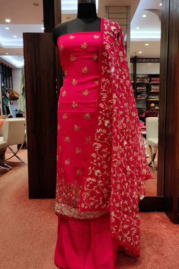 Unstitched Salwar Suit In Crepe Silk