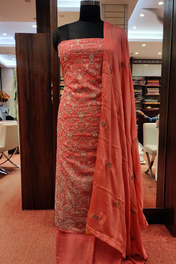 Unstitched Salwar Suit Piece With Thread Woven