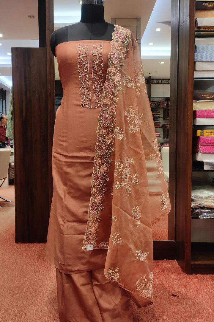 Unstitched Suit Piece With Embroidered Dupatta 