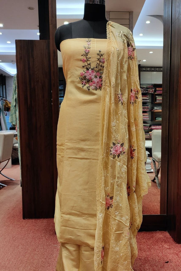 Unstitched Suit Piece With Handwoven Work
