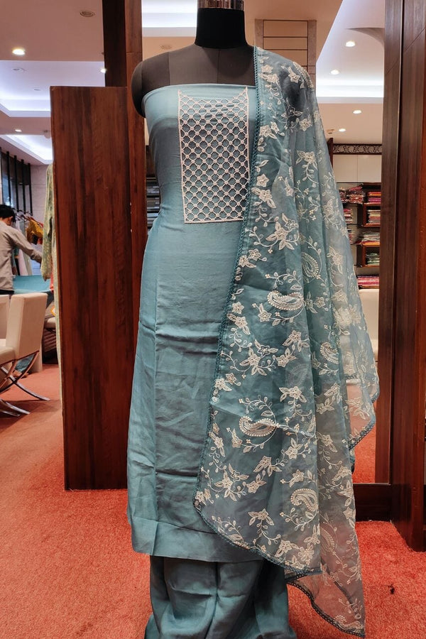 Unstitched Suit Piece With Pearl Embellished Yoke