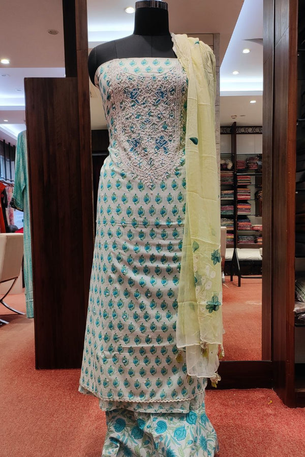 Unstitched Suit Piece With Pearl Embroidered Yoke