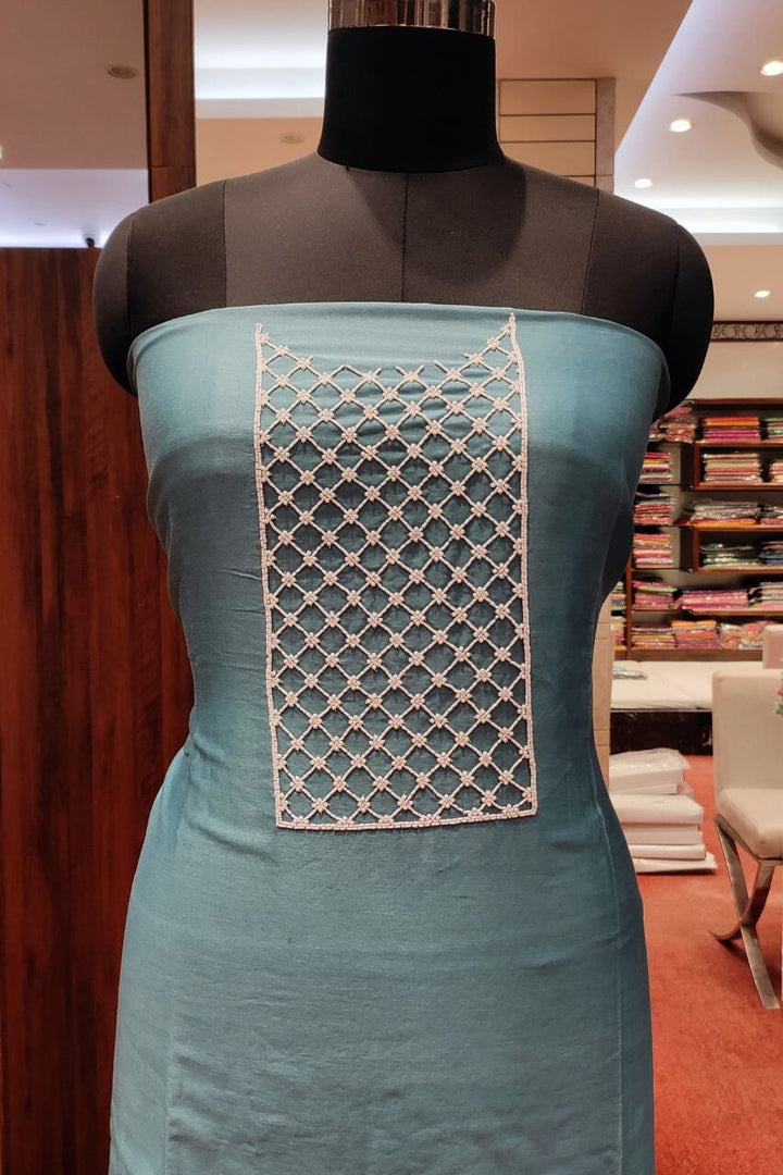 Unstitched Suit Piece With Pearl Yoke