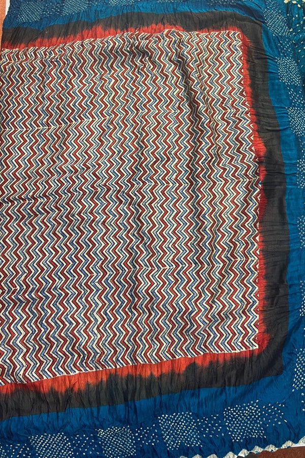 Zig-Zag Printed Saree With Gharchola Pallu